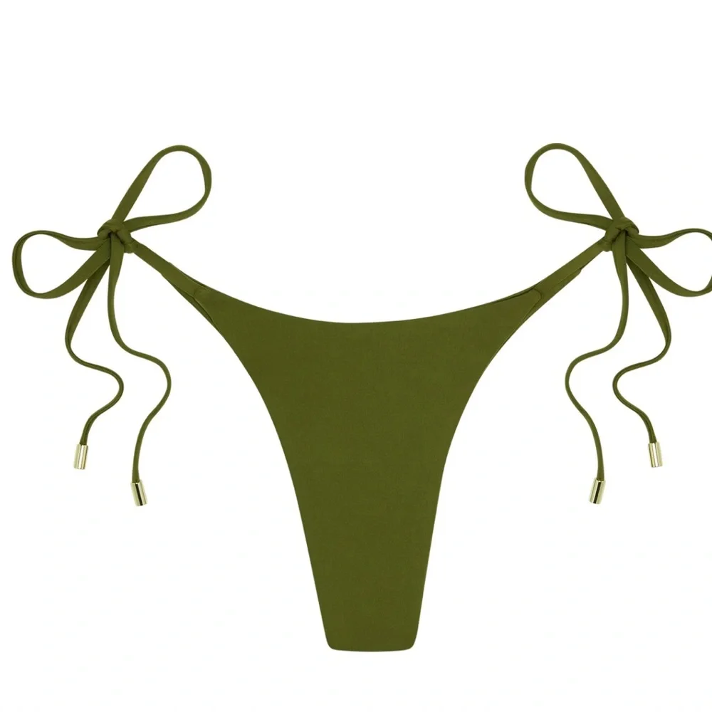 Monday Swimwear Olive Green Triangle String Bikini
